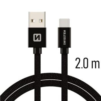 Swissten textilný dátový kábel USB-C 2 m čierny (71521301)