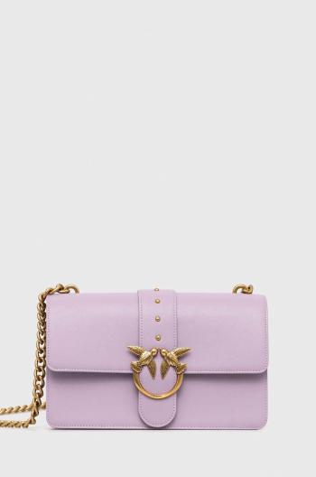 Kožená kabelka Pinko fialová farba