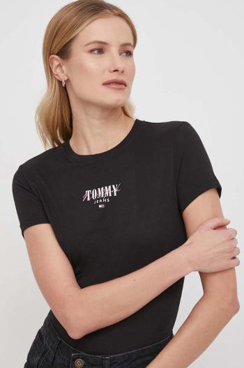 Tričko Tommy Jeans dámsky,čierna farba,DW0DW17839