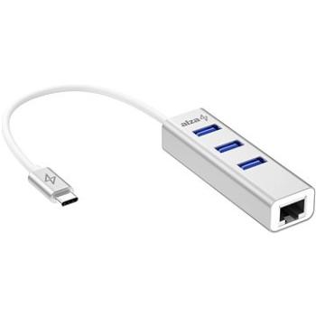 AlzaPower AluCore USB-C (M) na 3× USB-A (F) s LAN strieborná (APW-HCA3AL1S)