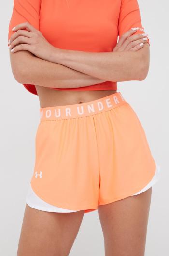 Tréningové šortky Under Armour Play Up 3.0 oranžová farba, s potlačou, stredne vysoký pás