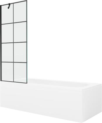 MEXEN/S - Vega obdĺžniková vaňa 170 x 70 cm s panelom + vaňová zástena 70 cm, čierna vzor 550117077X9507007077