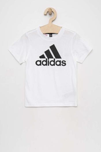 Detské bavlnené tričko adidas LK BL CO biela farba, s potlačou
