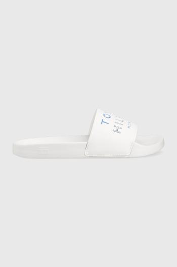 Šľapky Tommy Hilfiger HILFIGER EMBOSSED POOL SLIDE pánske, biela farba, FM0FM04463