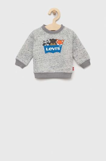 Detská mikina Levi's šedá farba, s potlačou