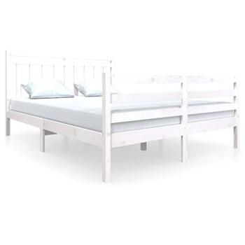 Rám postele biely masívne drevo 160 × 200 cm, 3100665
