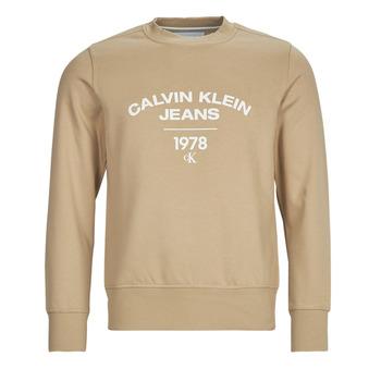 Calvin Klein Jeans  Mikiny VARSITY CURVE CREW NECK  Béžová