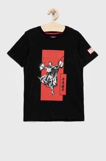 Detské bavlnené tričko Jack & Jones čierna farba, vzorované