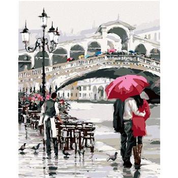 Maľovanie podľa čísel - Milenci s dáždnikom pri moste (Richard Macneil) (HRAbz33142nad)
