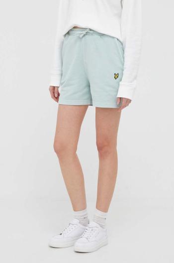 Bavlnené šortky Lyle & Scott tyrkysová farba, jednofarebné, vysoký pás