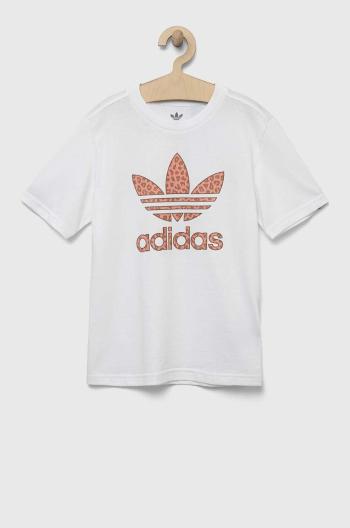 Detské bavlnené tričko adidas Originals biela farba, s potlačou