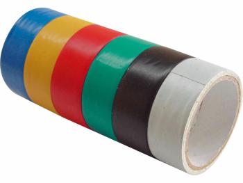 Pásky izolační PVC, sada 6ks, 19mm x 18m (3m x 6ks), tloušťka 0,13mm, 6 barev