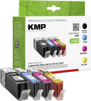 KMP Ink náhradný Canon PGI-550PGBK XL, CLI-551 C,M,Y XL kompatibilná kombinované balenie čierna, zelenomodrá, purpurová,