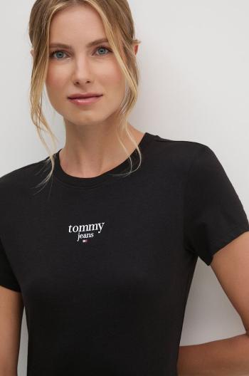 Tričko Tommy Jeans dámske, čierna farba, DW0DW18397