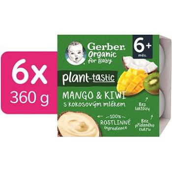 GERBER Organic 100 % rastlinný dezert mango a kiwi s kokosovým mliekom 6× (4× 90 g) (8445290556745)