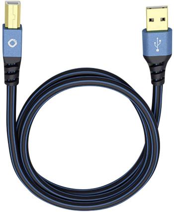 USB 2.0 prepojovací kábel [1x USB 2.0 zástrčka A - 1x USB 2.0 zástrčka B] 10.00 m modrá pozlátené kontakty Oehlbach USB