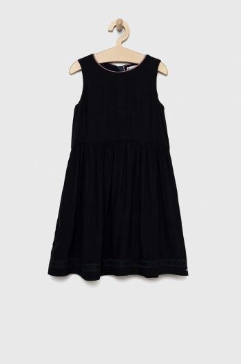 Dievčenské šaty Tommy Hilfiger tmavomodrá farba, midi, áčkový strih