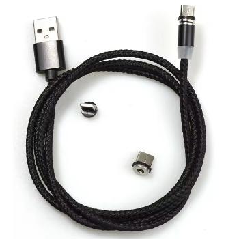 USB nabíjací kábel 3v1 s magnetickými koncovkami-Čierna KP30706