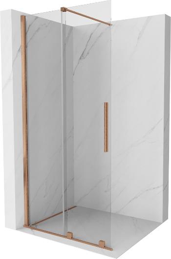 MEXEN/S - Velár posuvné sprchové dvere Walk-in 120 cm, transparent, kartáčovaná meď 871-120-000-03-65