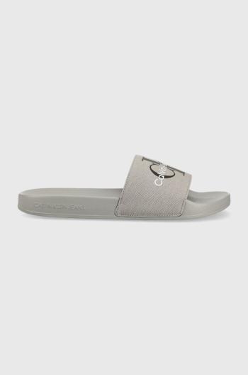 Šľapky Calvin Klein Jeans SLIDE MONOGRAM CO pánske, šedá farba