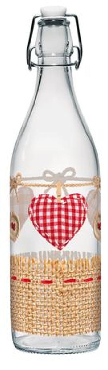 CERVE Sklenená fľaša s patentným uzáverom CERVE 1l srdce