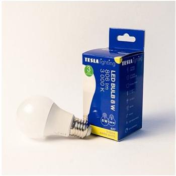 Tesla – LED žiarovka BULB, E27, 8 W, 230 V, 806 lm, 25 000 h, 3 000 K teplá biela, 220st (BL270830-1)