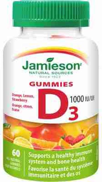 Jamieson Vitamín D3 1000 IU Gummies 60ks