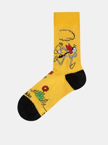 Horčicové vzorované ponožky Fusakle Ferdo Mravec