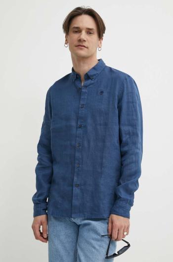 Ľanová košeľa Timberland slim, s golierom button-down, TB0A2DC32881