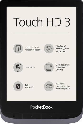 PocketBook Touch HD 3 metallic grey eBook čítačka 15.2 cm (6 palca) sivá (metalíza)