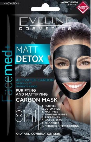 Eveline Cosmetics Facemed+ Čistiaca zmatňujúca maska s aktívnym uhlím Matt Detox 8v1 2 x 5 ml