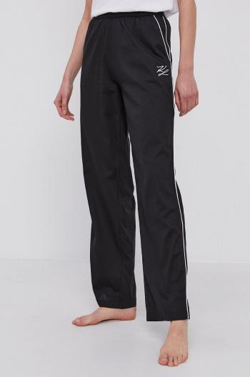 Pyžamové nohavice Karl Lagerfeld dámske, čierna farba