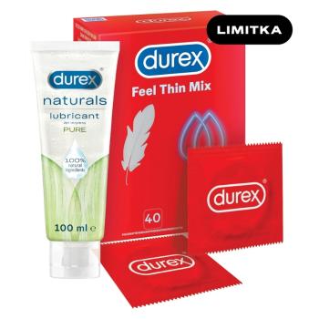 DUREX Feel thin mix 40 kusov + Naturals pure lubrikačný gel 100 ml ZADARMO