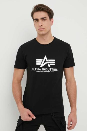 Bavlnené tričko Alpha Industries čierna farba, s potlačou