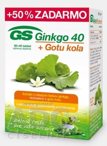 GS Ginkgo 40 + Gotu kola tbl 80+40 zadarmo (120 ks)