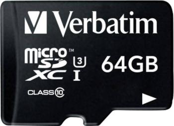 Verbatim PRO pamäťová karta micro SDXC 64 GB Class 10, UHS-I, UHS-Class 3 vr. SD adaptéru