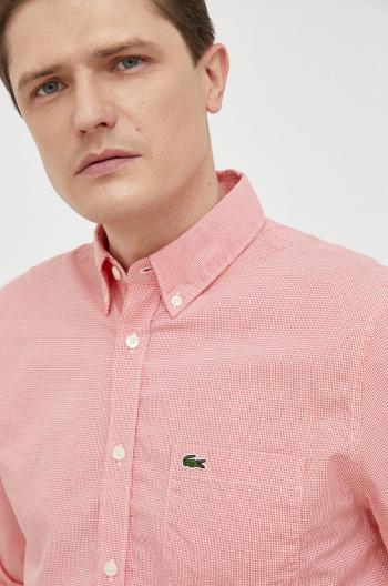 Bavlnená košeľa Lacoste pánska, biela farba, regular, s golierom button-down