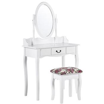 BELIANI 1 zásuvka oválne zrkadlo a biela stolička SOLEIL (beliani_252107)