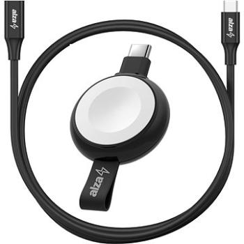 AlzaPower Wireless MFi Watch charger 120 USB-C čierna + Dátový kábel Core USB-C (M) / USB-C (F) 3.2 (BUN)