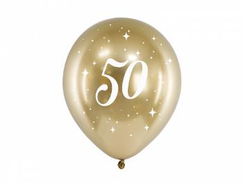 PartyDeco Latexové balóniky - zlaté číslo 50 6 ks