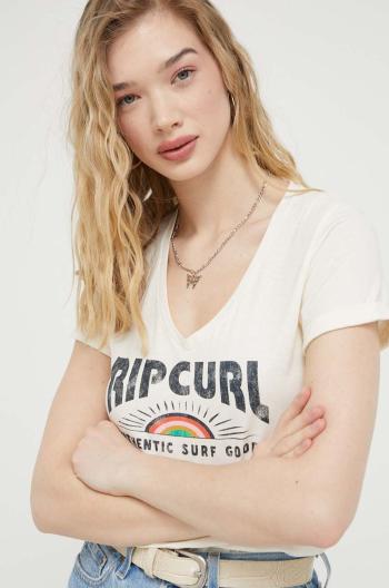 Bavlnené tričko Rip Curl béžová farba