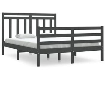 Rám postele sivý masívne drevo 135 × 190 cm Double, 3105292