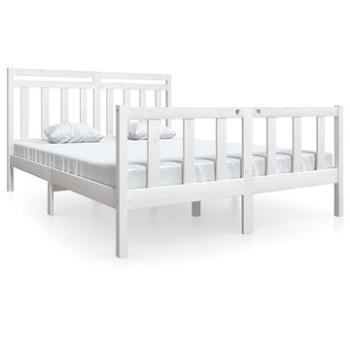 Rám postele biely masívne drevo 160 × 200 cm, 3100969
