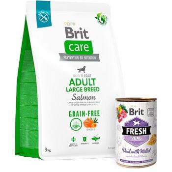 Brit Care Dog Grain-free s lososom Adult Large Breed 3 kg + Brit Fresh Veal with millet 400 g (KRMP1266bun)