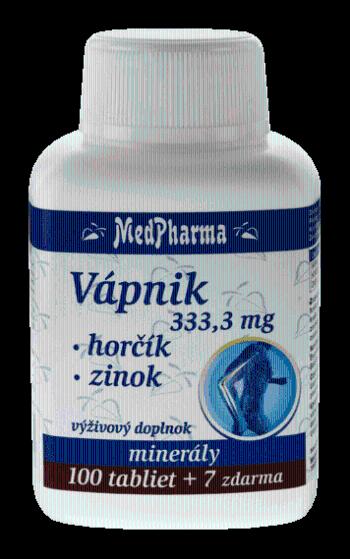 Medpharma Vápnik 333,3 mg, horčík, zinok 107 tbl
