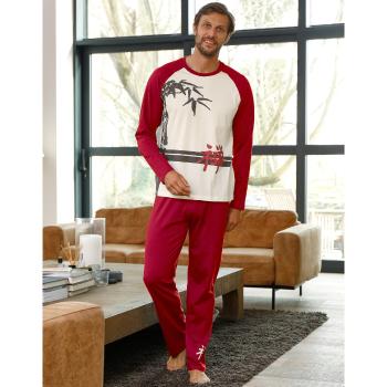 Blancheporte Pánske pyžamo s dlhými nohavicami, dlhé rukávy ražná/bordó 127/136 (3XL)