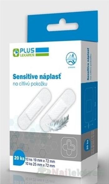 PLUS LEKÁREŇ Náplasť sensitive na citlivú pokožku, 10 x (19x72mm) + 10 x (25x72mm) 20 ks