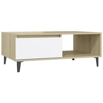 SHUMEE Konferenčný stolík biely a dub sonoma 90 × 60 × 35 cm drevotrieska, 806009