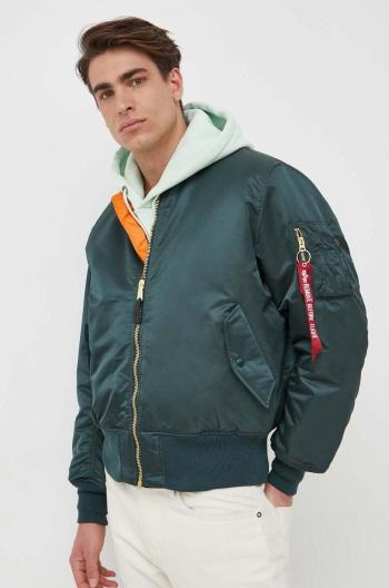 Obojstranná bunda bomber Alpha Industries pánska, zelená farba, zimná