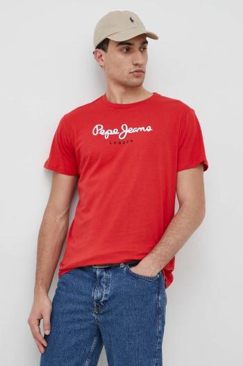 Bavlnené tričko Pepe Jeans Eggo červená farba, s potlačou